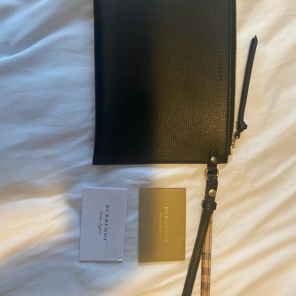 Burberry Black Leather Wristlet